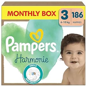 Pampers Harmonie Windeln Größe 3, 186 Windeln, 6kg-10kg, sanfter Hautschutz mit 100Prozent Pampers Schutz