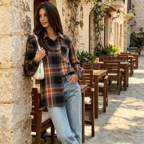 Button Down Shirts for Women Gingham Casual Long Sleeve Henley Shirts - image 6