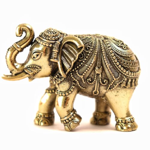 Image of The Spiritual Living Elephant Statue for Good Luck | 2.5 Inch | Elephant Idol | Home Decor | Pital Ka Hathi | Statue | Brass Elephant | Small Elephants for Decoration