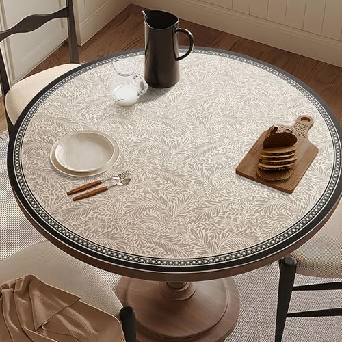 テーブルクロス ラウンド 直径40cm〜140cm 円形 食卓マット ビニール おしゃれ 撥水 丸いテーブルクロス PU 北欧 防水 カラー1 テーブルマット 丸 デスク サイズ調節 フリーカット 汚れ防止 ズレにくい