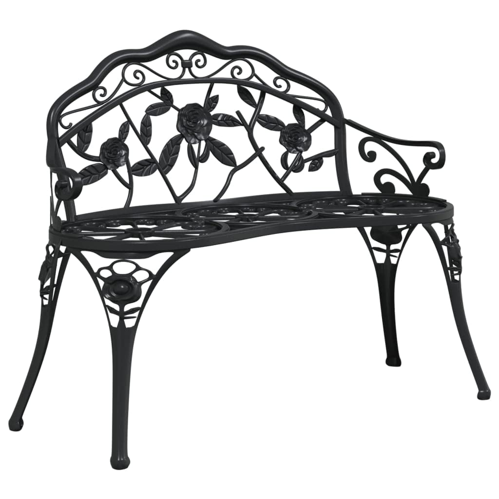 vidaXL Garden Bench Patio Outdoor Terrace Backyard Lawn Furniture Park Decor Metal Bench Seating Seat Chair 99 cm Cast Aluminium Black