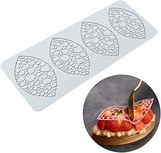 TUKE Lace Molds for Cake Decorating 3D Leaf Silicone Molds for Baking Gummy Molds Clay Fondant Molds Lace Mats Flower Honeycomb Bee Pattern for Sugar Chocolate Polymer (Leaf_15x5.8x0.12inch_Z)