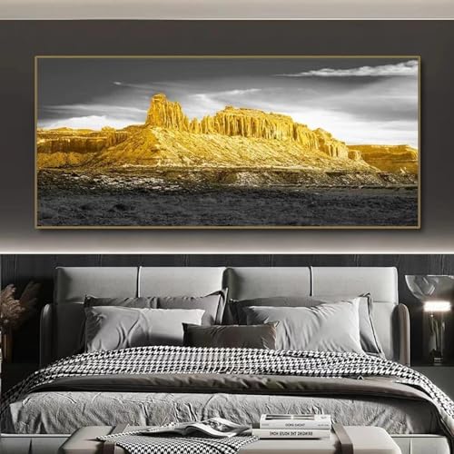 Toile d'art mural paysage doré noir et blanc, affiche bâtiment célèbre pour salon design