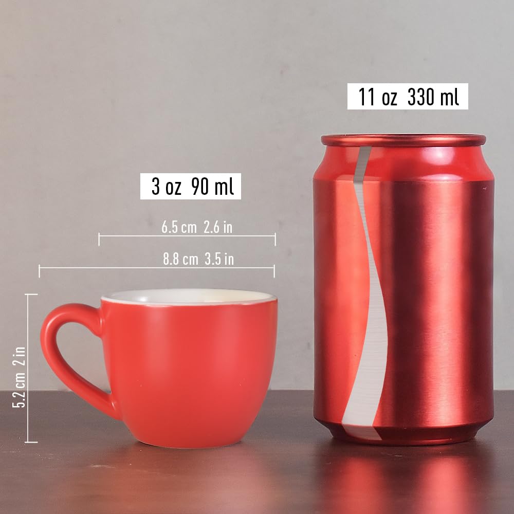 homEdge Mini tazza da caffè da 90 ml, per caffè espresso e tè, colore: rosso