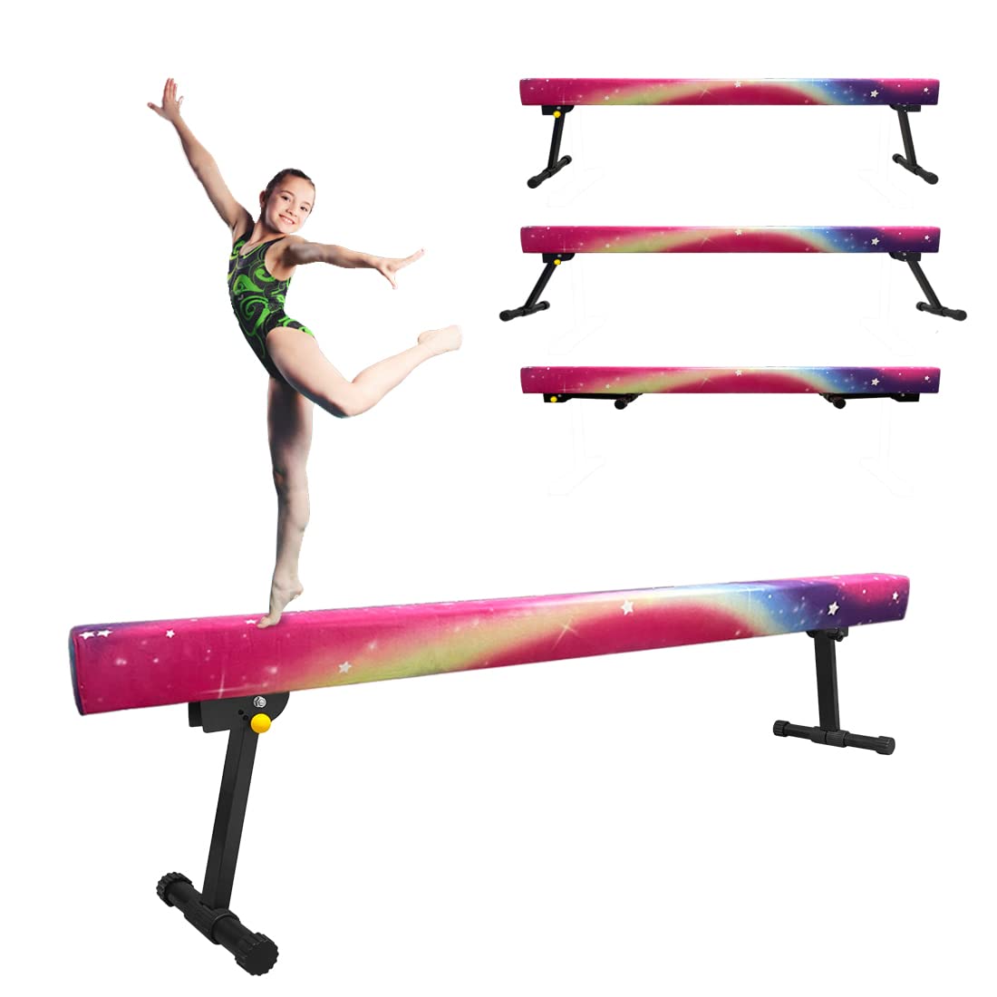 8ft Ultrasimple Adjustable&Foldable Balance Beam,High-Low Floor Beam Suede Gymnastics Equipment,No Tool Require, Gymnastics Beam for Training&Professional HomeTraining