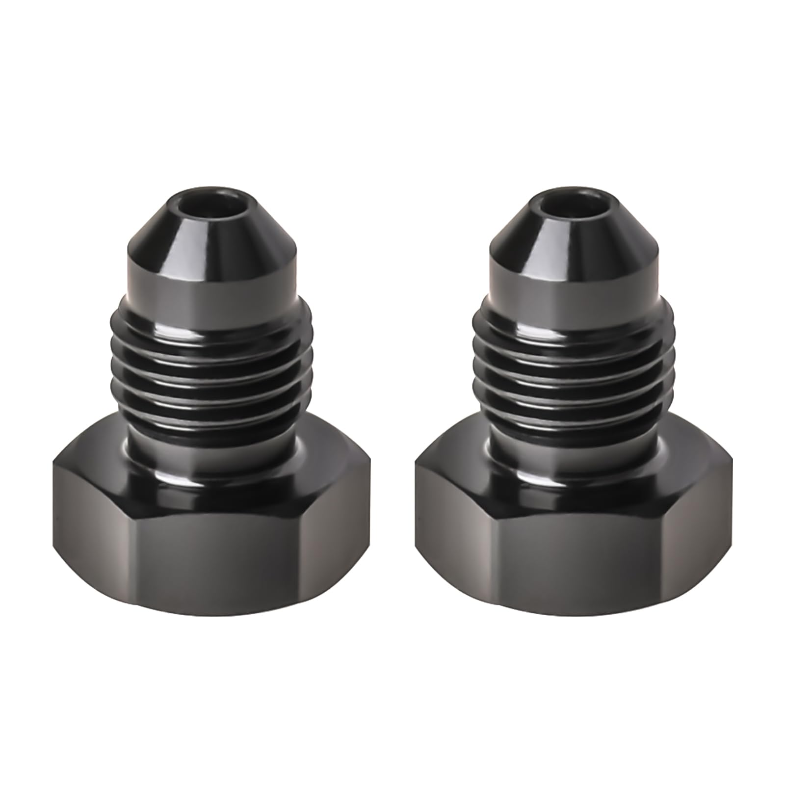 3AN Male Flare Hex Head Plug Fitting Adapter Aluminum Black, Pack of 2