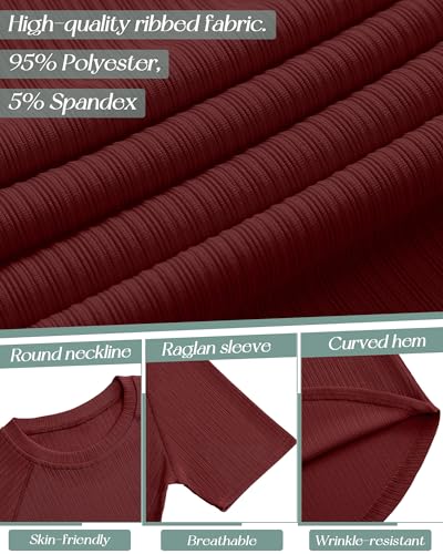 Riyiper 3 Pack Men's Big and Tall Ribbed Knit T-Shirts XL-5XL Summer Textured Casual Short Sleeve Tops Crew Neck Basic Tee 6