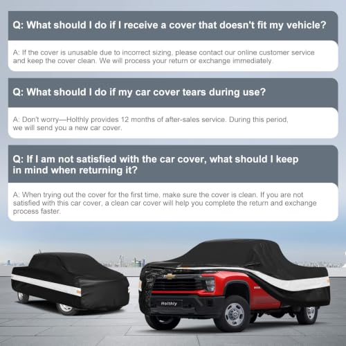 Image of 10 Layers Truck Cover Waterproof All Weather Custom Fit Chevrolet Silverado 2500 3500 Extended /Crew Cab Short Bed, Outdoor Full Exterior Pickup Car Cover Sun Rain Snow Protection. Black