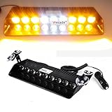 Wecade 9 Led 9w Car Truck Strobe Windshield Dash Lights 16 Pattern Super Bright for EMS Law Enforcement Warning LED Strobe Lights (Amber/White/Amber)