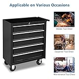 Bonnlo 5 Drawer Rolling Tool Chest w/Drawers & Lock, Tool Storage Cabinet, Lockable Wheels, Detachable Top, Mechanic Tool Organizer Box for Garage, Workshop, Warehouse & Repair Shop, Black - Image 5