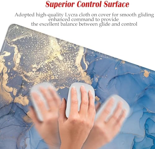 Image of 48 x 24 inch Mouse Pad Gaming Mousepad XXXXL Desk Mat Extra Large Desk Pad Giant Computer Mat Blue Marble 48 Inch Mouse Matt for Desktop Office Protector