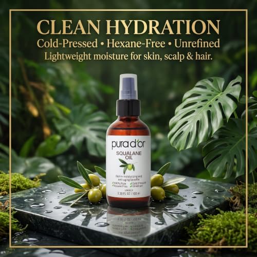 PURA D'OR Pure Squalane Oil Moisturizer for Face Hair & Body, 3.38oz | Lightweight Hydration, Softer Smoother-Looking Skin, Fast-Absorbing, Non-Greasy, Vegan, Cruelty-Free, All Skin Types - image 5
