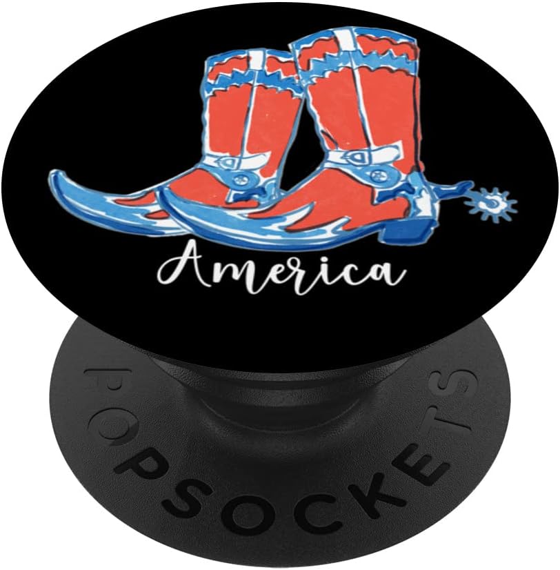 USA America Fourth of July Patriotic Country Cowboy Boots PopSockets Swappable PopGrip