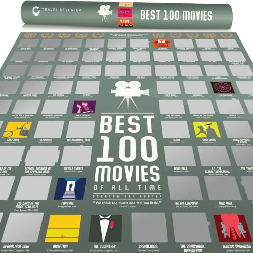 Travel Revealer 100 Movies Scratch Off Poster Selected IMDb (Premium Hand-Curated List) Ultimate...