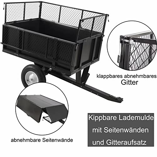 Foto von Anhänger Kippanhänger 300kg, Kippanhänger für Rasentraktor,Gartenanhänger Gartenwagen Transportwagen