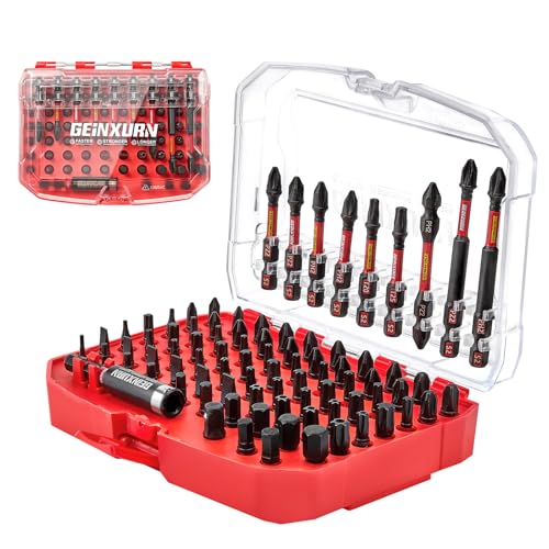 GEINXURN 83 Pièces Coffret d’embouts de Tournevis en Acier S2 Magnétique Torx/Phillips/Pozidriv/Plat/Hex Embouts de Vissage, Porte-embout, Adaptateur de...