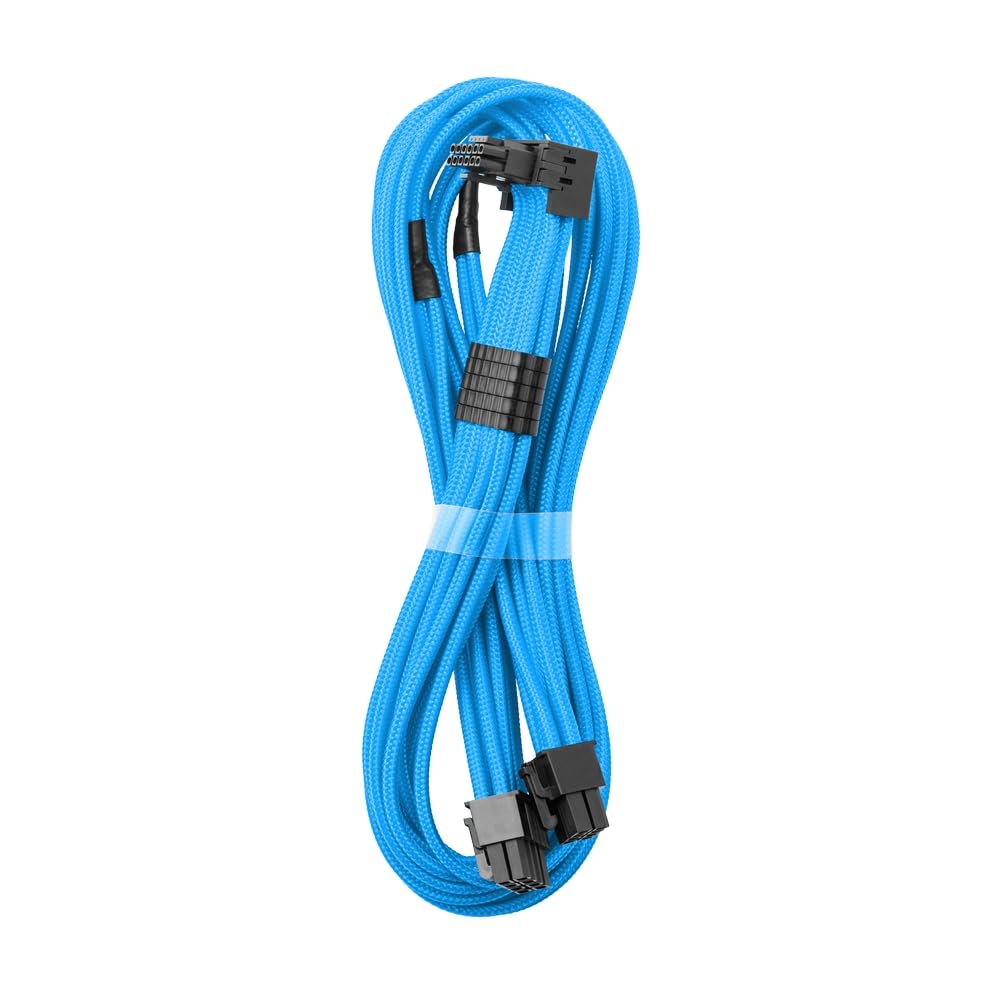 CableMod RT-Series Pro ModMesh Sleeved 12V-2x6 12VHPWR 90° StealthSense PCIe Cable for ASUS/Seasonic/Phanteks - Variant B (Light Blue, 16-pin to Dual