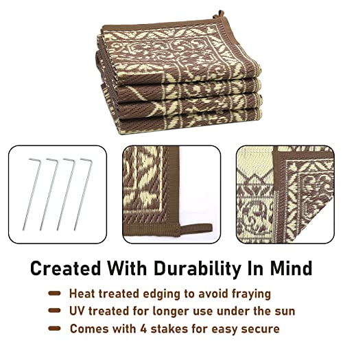 Hiiarug 9X12 Outdoor Rugs Outdoor Patio Rug, Reversible Waterproof Plastic Straw Rug Large Outdoor Rug (9X12Ft, Brown) #TOP4