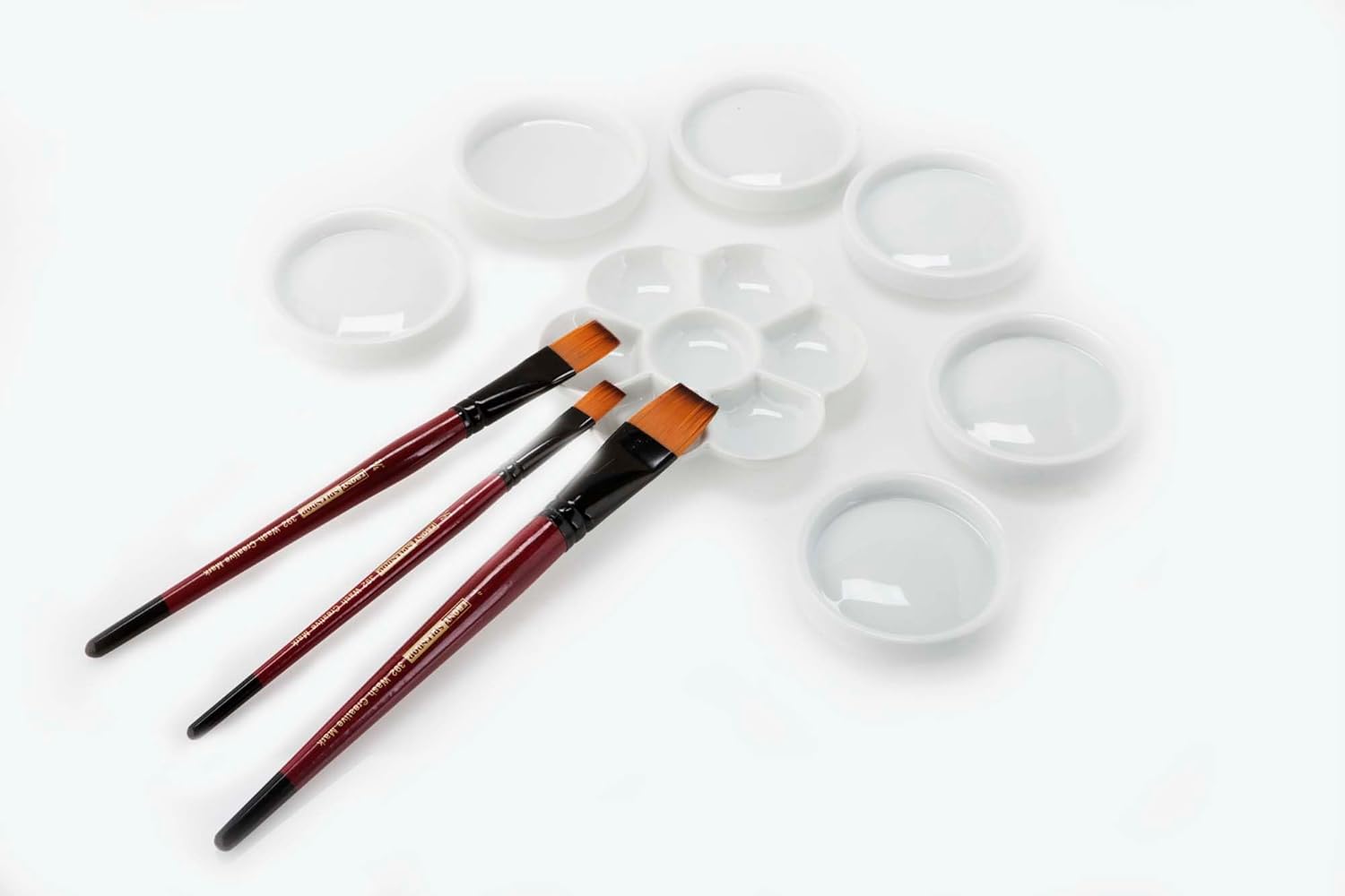 Creative Mark Ebony Splendor Short-Handle Synthetic Sable Paint Brush, Round Set of 7, Teijin Multi-Filament Hair, Handcrafted Synthetic Paint Brushes for Acrylic Painting, Watercolor Painting & More