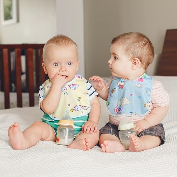 Little Boo Waterproof Spill Resistant Bibs, Baby Apron With Bib, Baby Bibs For 6 to 12 Months, Fastdry Bibs, Soft Cotton Bib Pack of 6(Multicolor Colour & Print May Vary) - Image 6 thumbnail