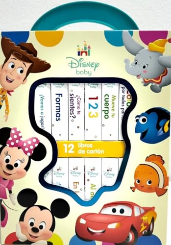 Image of Disney Baby: Mi Primera Biblioteca - 12 Libros De Carton - Incluye personajes de Mickey Mouse, Toy Story, Bambi, Los Increíbles y Mas! - PI Kids (Spanish Edition)