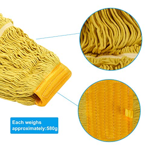 Image of Mop Head Replacement,Commercial Mop Heads,Cotton Washable Industrial Mop Head,6 Inch Heavy Duty Mop Heads,Wet Industrial Cleaning Mop Head for Home,Industrial and Commercial Use Clean（Yellow）