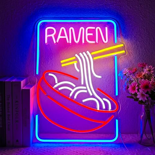 Image of Neon Sign, Ramen Neon Signs for Wall Decor Neon LED Signs Room Neon Light Up Signs Home Decor for Business Restaurant Bedroom Club Party Bars Shop Decoration USB Operated