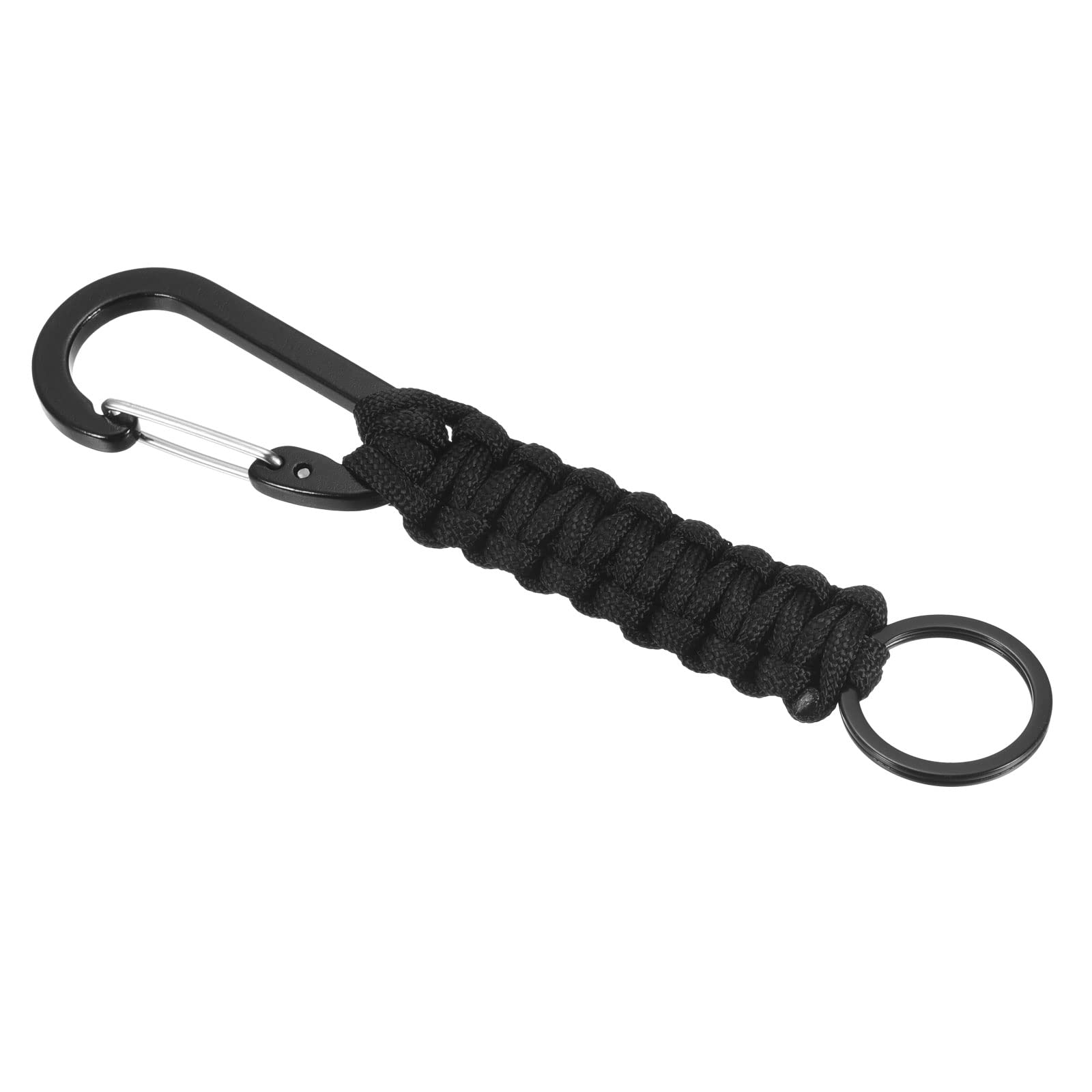 PATIKIL Paracord Keychain, Braided Lanyard Key Clip D Rings Leather Belt Survival Keychains for Keys, Men, Women, Black