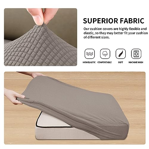 Image of Easy-Going Stretch 3 Pieces Couch Cushion Cover for Sofa Seat | Furniture Protector Sofa slipcover for 3 Cushion Couch Washable Soft with Elastic Bottom Taupe