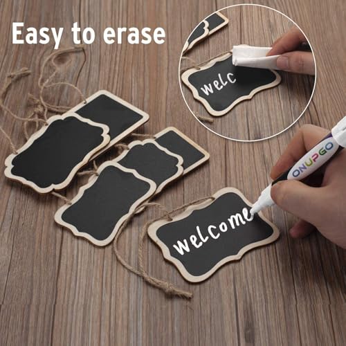 Image of CVANU 25 Pcs Mini Chalkboards Signs Hanging Rectangle Chalkboards Double Sided Blackboard Message Board Hanging Signs for Weddings, Kids Crafts C-1