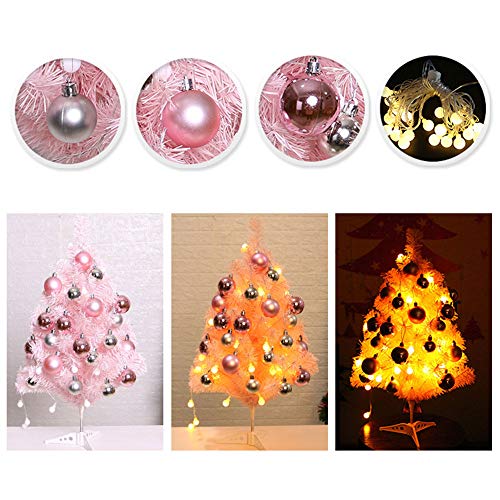 Zailhwk Artificial Christmas Pine Tree,2Ft Tabletop Christmas Tree With Christmas Balls Pink Xmas Tree For Home Decor #TOP2