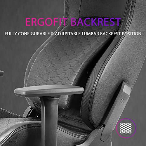 Mars Gaming MGC-Ultra Noir, Chaise Gaming Ergonomique, Retour Ergofit, Accoudoirs 3D, Support Lombaire + Coussin Cervical, roulettes XL – Image 6