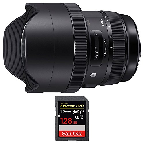Sigma ( 205955 ) 12 ? 24 mm f4.0 DG HSM Artフルフレームセンサーレンズfor Nikon W / SanDisk Extreme Pro SDXCメモリカード128 GB UHS - 1