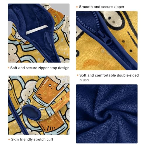 Beer Mugs Pattern Repeated Background Toddler Fleece Jacket Girl Boys Hooded Fleece Jacket Coat3