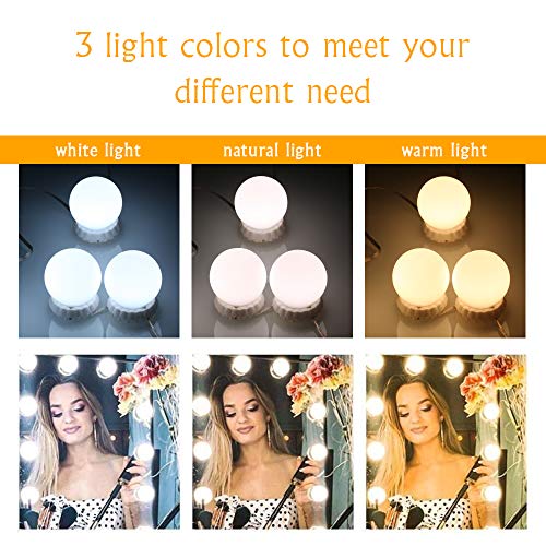 Lixada Spiegelverlichtingsset met 10 instelbare gloeilampen, 10 helderheids- en 3 verlichtingsmodi, USB-spiegellamp voor… - Image 5