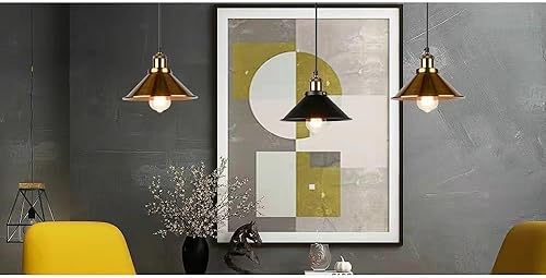 Miniatura 3 de Paquete de 3 lámparas colgantes a pilas con control remoto, lámpara colgante de techo dorada para interiores, sin cableado, lámpara colgante