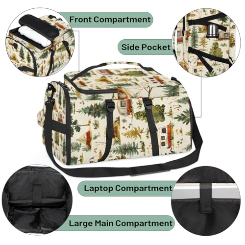 Happy Camper Travel Backpack Carry On Flight Approved for Women Men, 18.9 Inch Large Farmhouse Camping Airline Approved Luggage Weekender Backpacks4