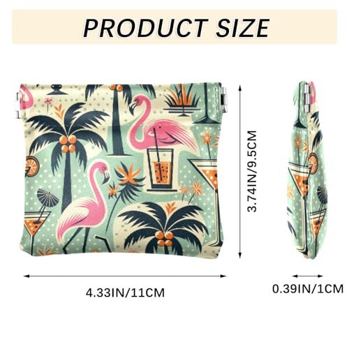 Tropical Trees Flamingos Drinks Coin Purse Leather Pouch Change Purse, Squeeze Coin Pouch for Cards, Keys & Lipsticks, Unisex3