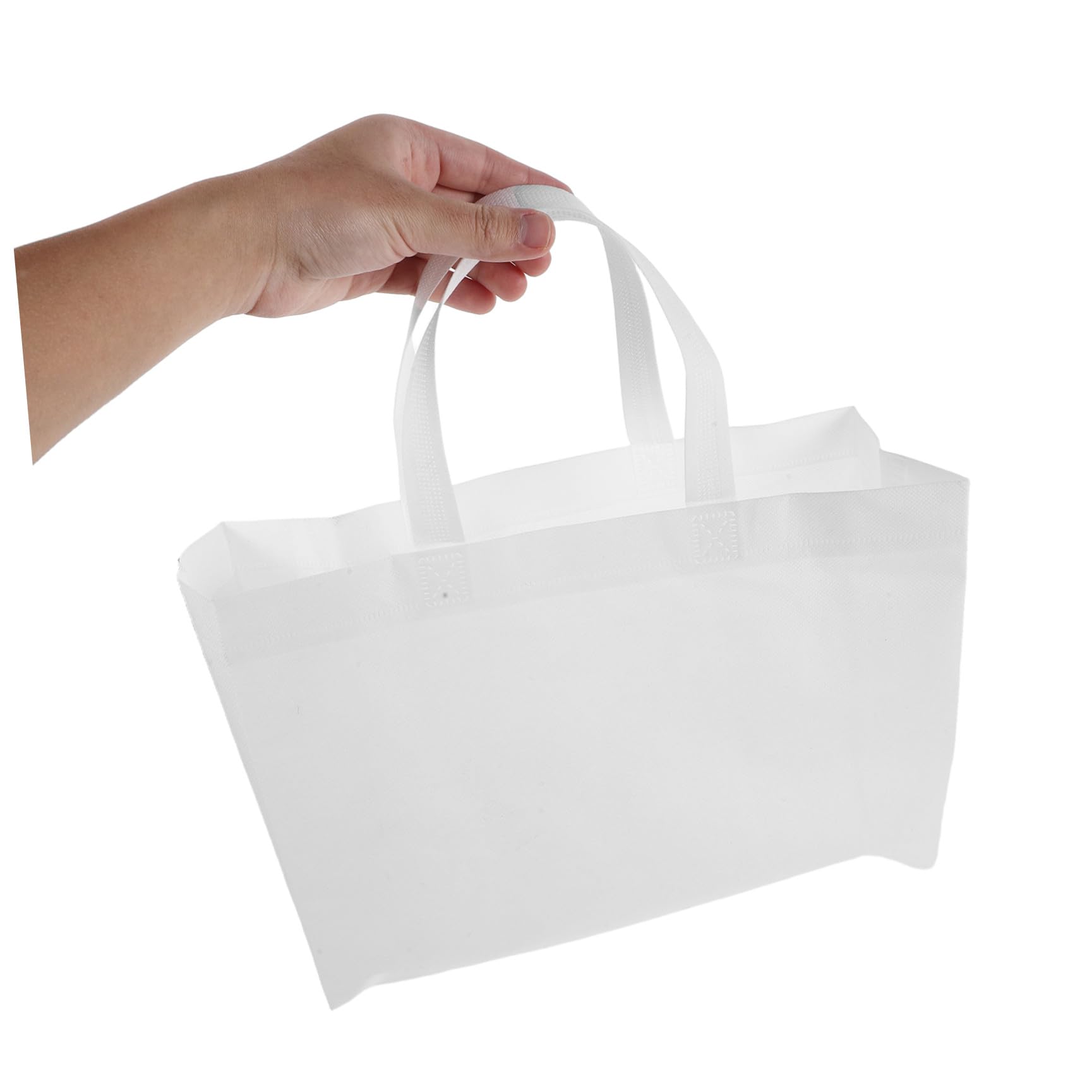 OUNONA 30pezzi Borse Tote in Tessuto Non Tessuto con Manici Robusti Borse Riutilizzabili per Spesa e Progetti Fai da Te Regalo Bianche Semplici