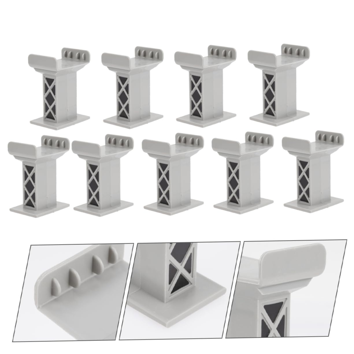 BRIGHTFUFU 9Pcs Train Bridge Support Railway Support Accessories for Train Track Play Enhance Stability Imagination with Decorative Bridge