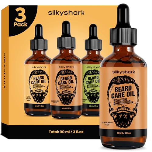 Beard Oil (3 Pack, 90ml), Beard Growth & Conditioning Oil for Men...