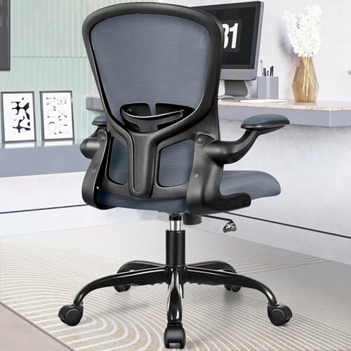 Image of FelixKing Office Desk Chairs, Ergonomic PC Desk Chair with Wheels, Adjustable Lumbar Support and Height, Swivel Computer Chair with Flip-up Armrests, Ergo Mesh Backrest for Working(Dark Gray)