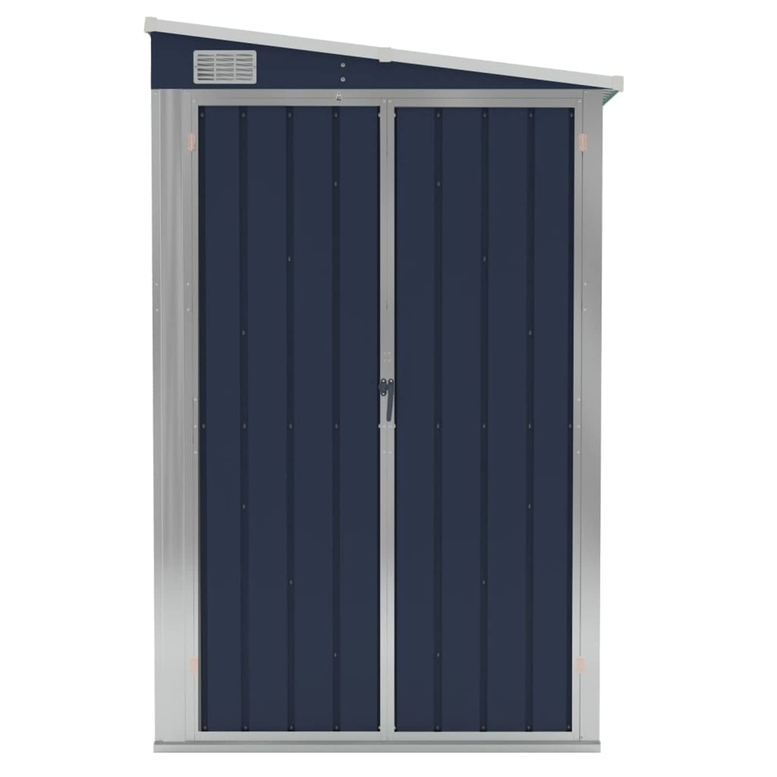 IKAYAA Cobertizo Exterior de Pared 1118 x 194 x 178 cm Armario Cobertizo de Exterior para Herramientas, Caseta de Jardín Metálica con 2 Puertas para Almacenamiento de Herramientas Antracita