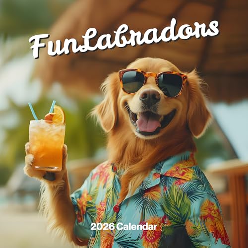 Labrador Calendar 2026 - Labrador Retriever Funny Dog Wall Calendar 2026. Large 12 Month Month to View with Notes & Checklist Pages UK Made by Fun Pugs
