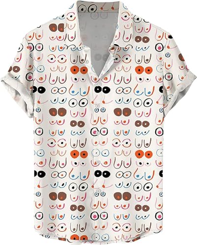 Funny Boobs Hawaiian Shirt for Men - Aloha AmazingButton Down Mens Hawaiian Shirts Short Sleeve Luau Beach Shirt