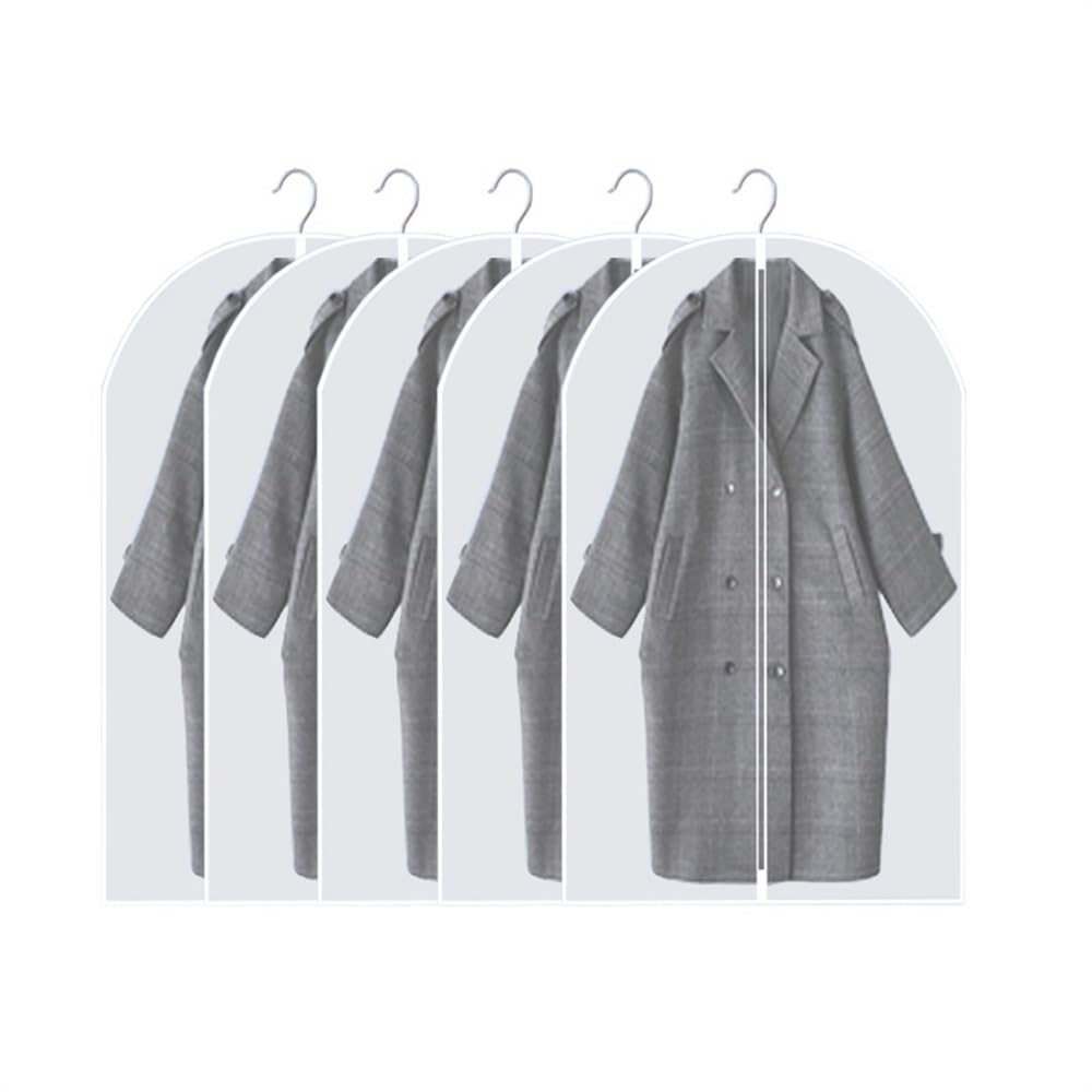 Kleidersack 5/10Pcs Kleidung Hängen Garment Kleid Kleidung Anzug Mantel Staub Abdeckung Hause Lagerung Tasche Tasche Organizer Garderobe Hängende Kleidung KleidersäCke(5 Pcs White,60x80cm)