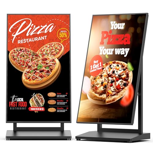 Image of 43 Inch Indoor Digital Signage Kiosk, Portable Digital Signage Display, LCD Advertising Screen, App Remote Control, Adjustable Angle