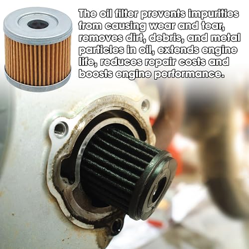 Image of 16510-05240 16510-45H10 Oil Filter Compatible with Suzuki 4 Stroke Outboard, Four Strokes Engine Oil Filter for DF8 DF8A DF9.9 DF9.9A DF9.9B DF15 DF15A DF20 DF20A 8HP 9.9HP 15HP 20HP