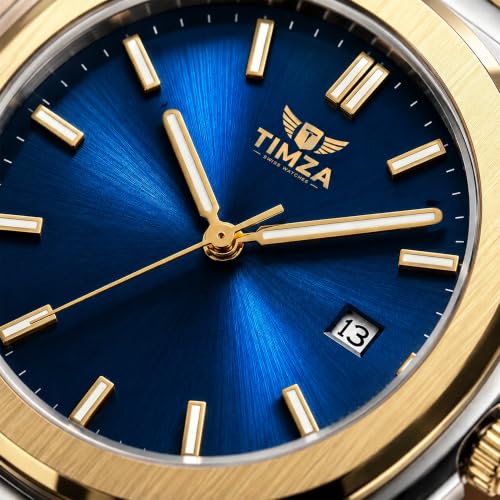 Image of Luxury Business Analog Quartz Watch for Men Sunburst Dial, Stainless Steel Strap, Date Display, Luminous Hands & Water Resistant (Blue)