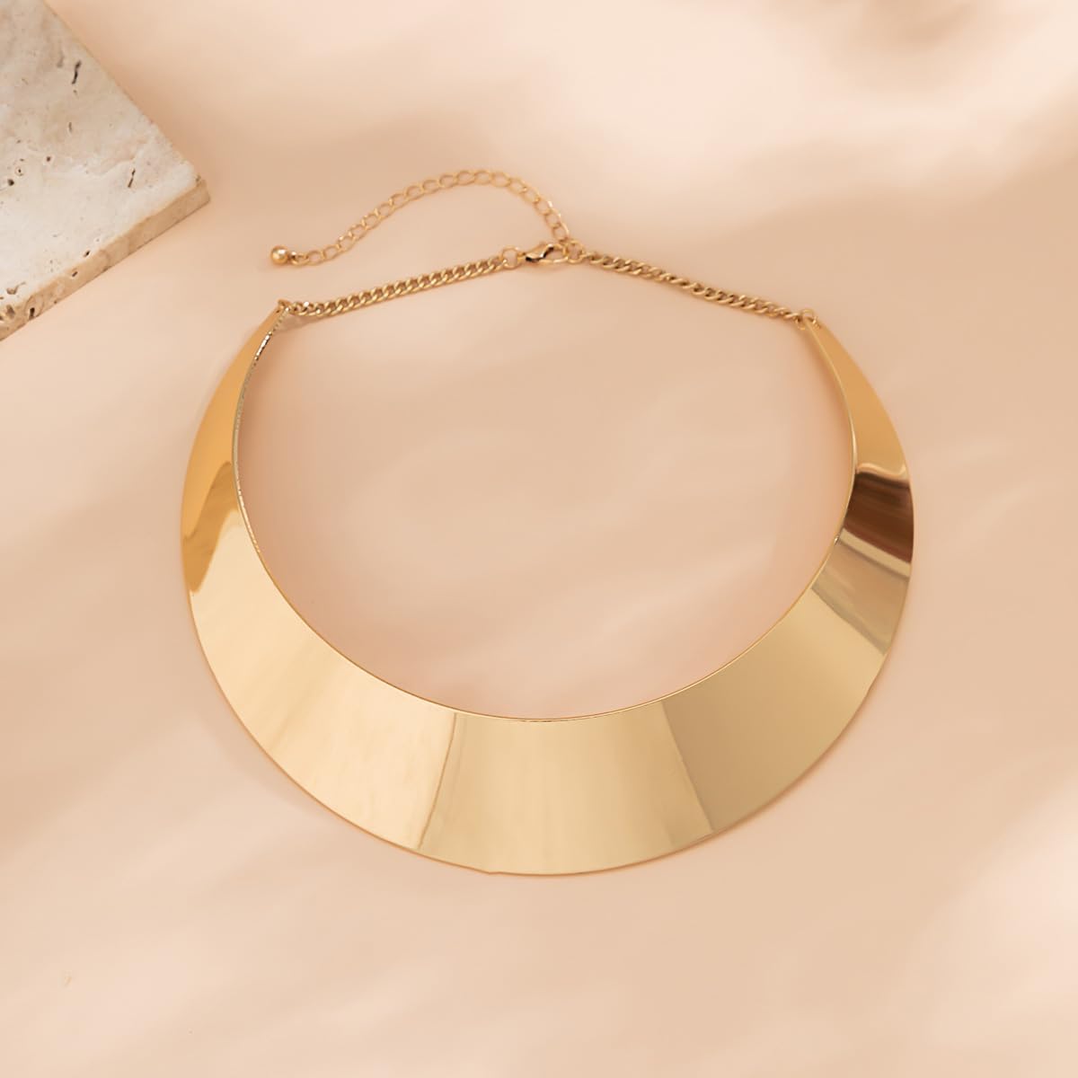 Chunky Gold Choker Necklace Exaggerated Big Statement Cuff Chunky Necklace for Women African Tribe Wide Metal Collar Necklace Jewelry - Image 4